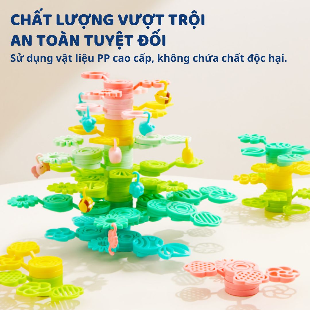 Dồ Chơi Xếp Hình Cân Bằng Khối Hoa Lá Mideer Stackable Blocks - Wisdom Tree 3+