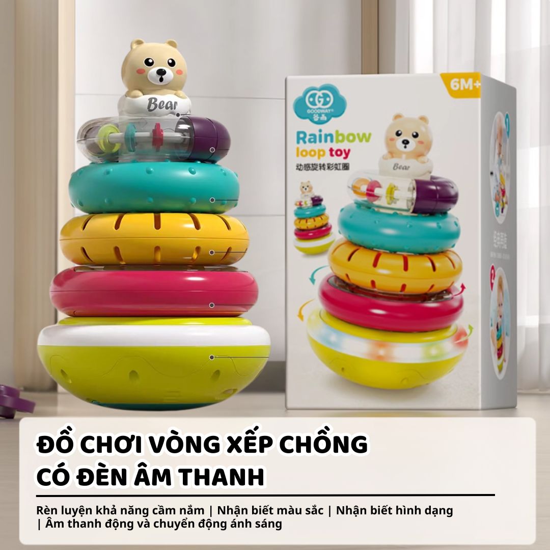 Đồ Chơi Tháp Xếp Chồng Montessori Cho Bé Goodway Stacking Rings 6m+