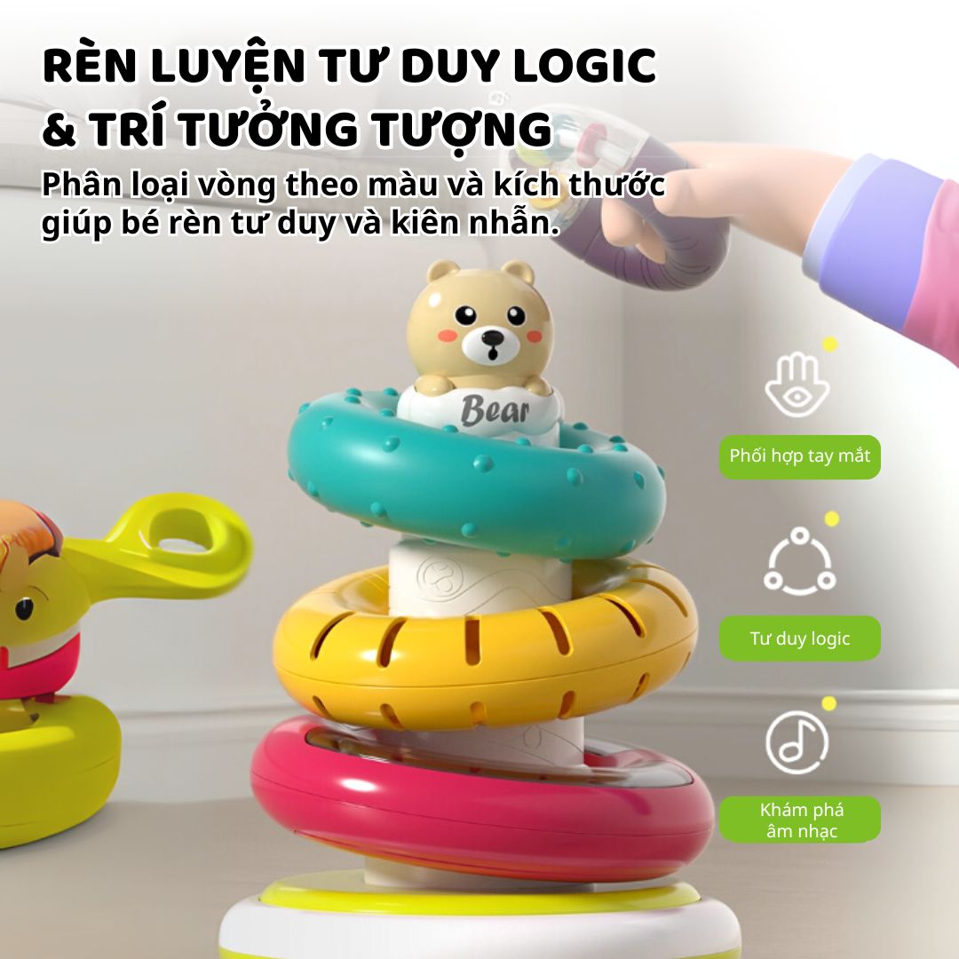 Đồ Chơi Tháp Xếp Chồng Montessori Cho Bé Goodway Stacking Rings 6m+
