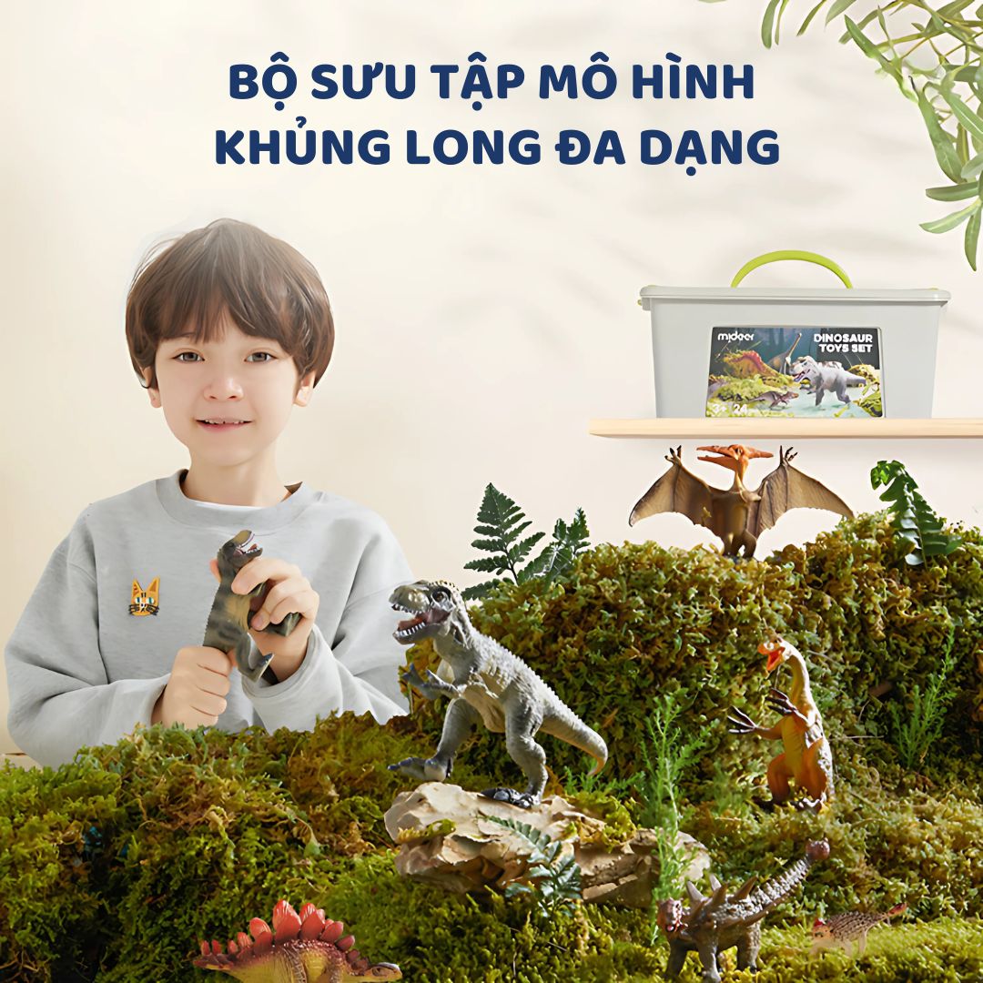 Mô Hình Khủng Long Cao Cấp 24 Con Mideer Dinosaur Toys Set 3+