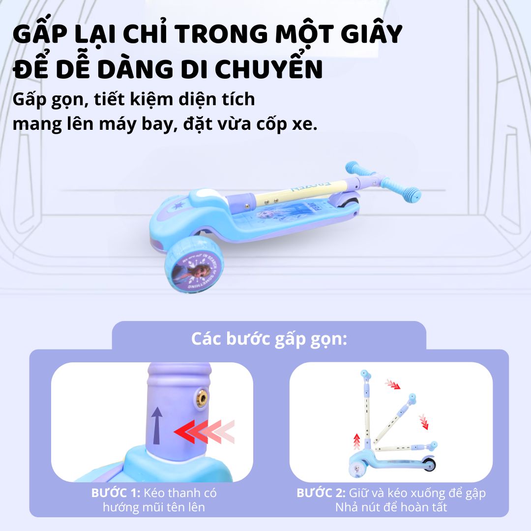 Xe Scooter Gấp Gọn Cho Bé Mesuca Marvel- Car 3+