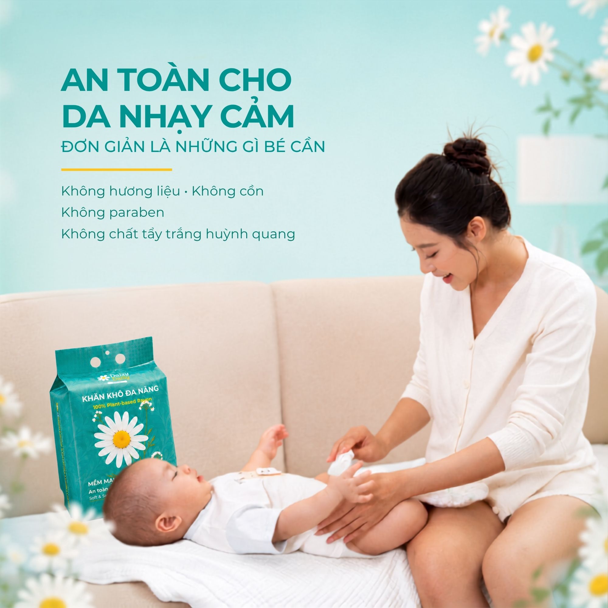 Khăn Lau Mặt Dùng Một Lần Cao Cấp 200 Miếng Daizy Daily Facial Towel Viscose- COMBO 2 Gói
