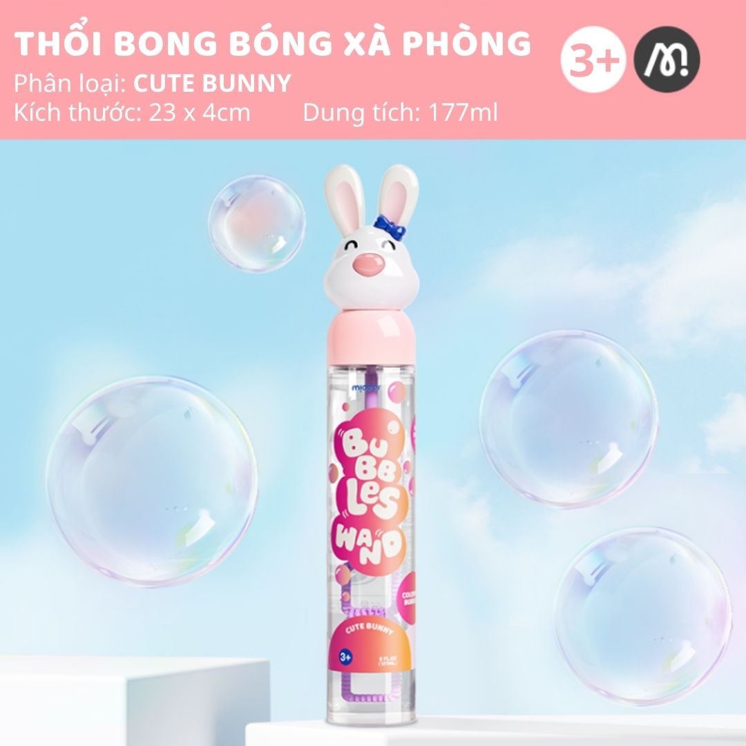 Thổi Bong Bóng Xà Phòng Mideer Bubbles Wand- Cute Bunny 3+