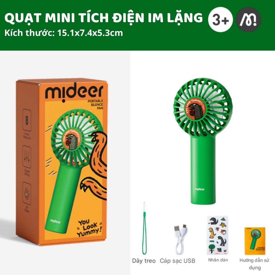 Quạt Tích Điện Cầm Tay Mini Mideer Portable Silence Fan 3+