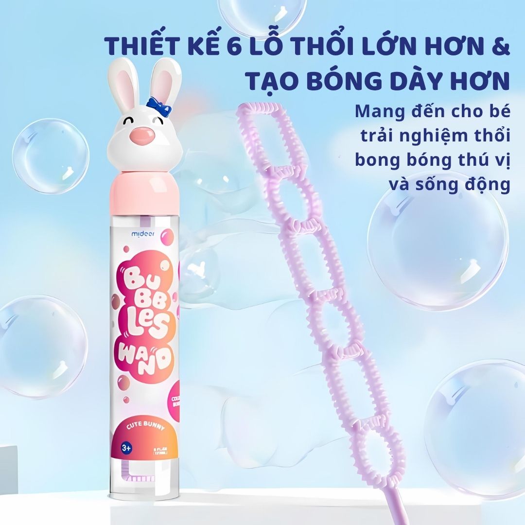 Thổi Bong Bóng Xà Phòng Mideer Bubbles Wand- Cute Bunny 3+