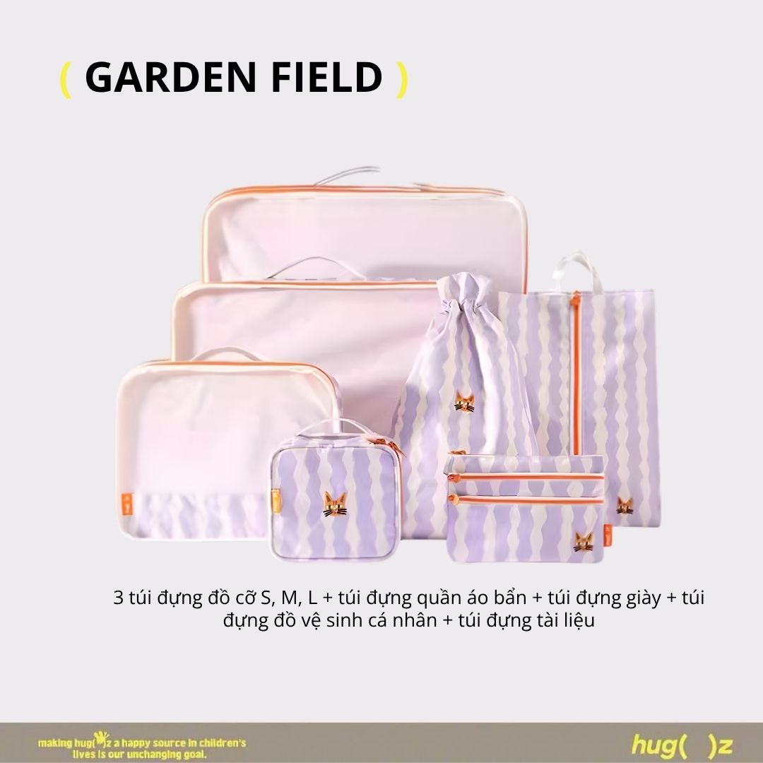 Combo 7 Túi Đựng Đồ Du Lịch Gấp Gọn Hugz- Garden Field
