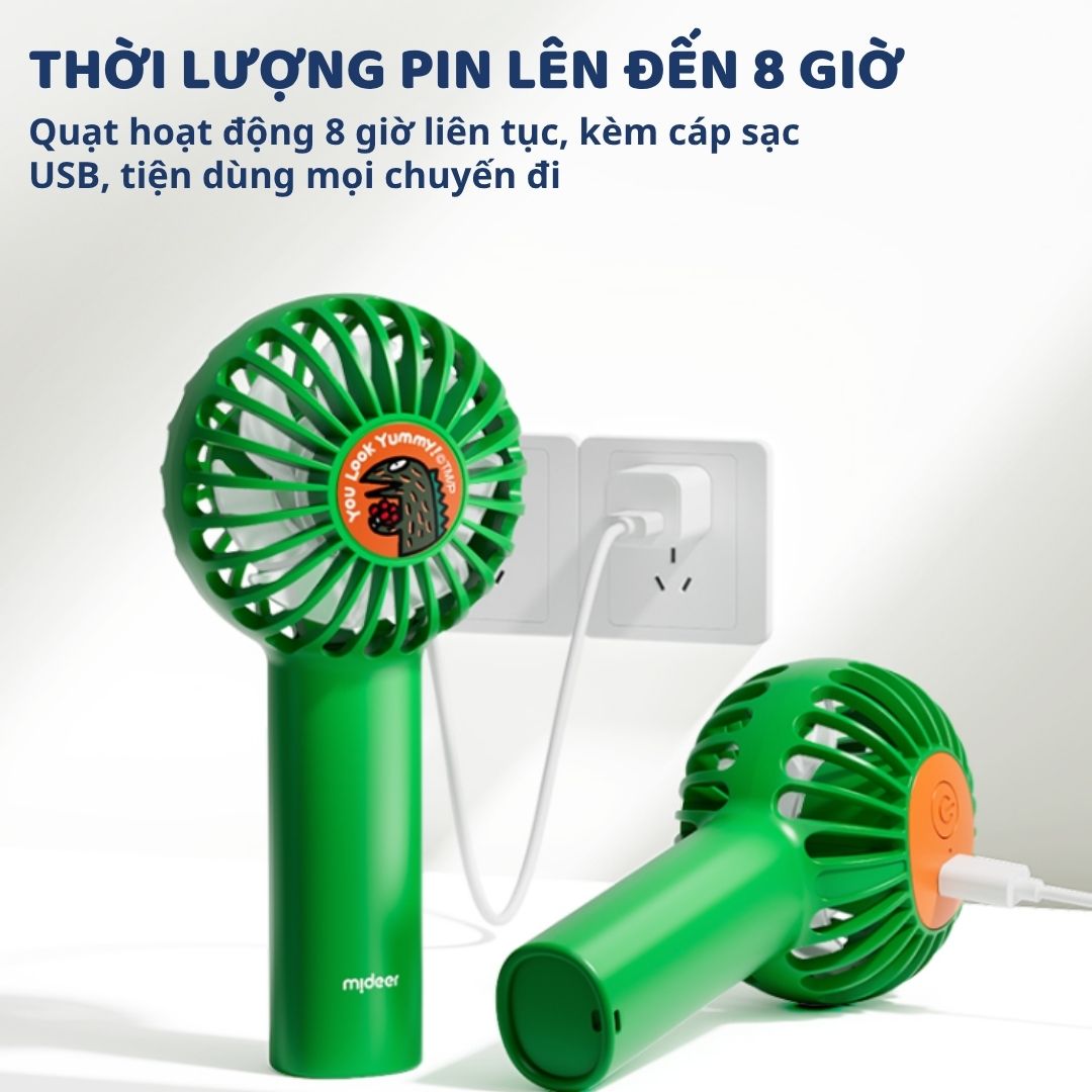 Quạt Tích Điện Cầm Tay Mini Mideer Portable Silence Fan 3+