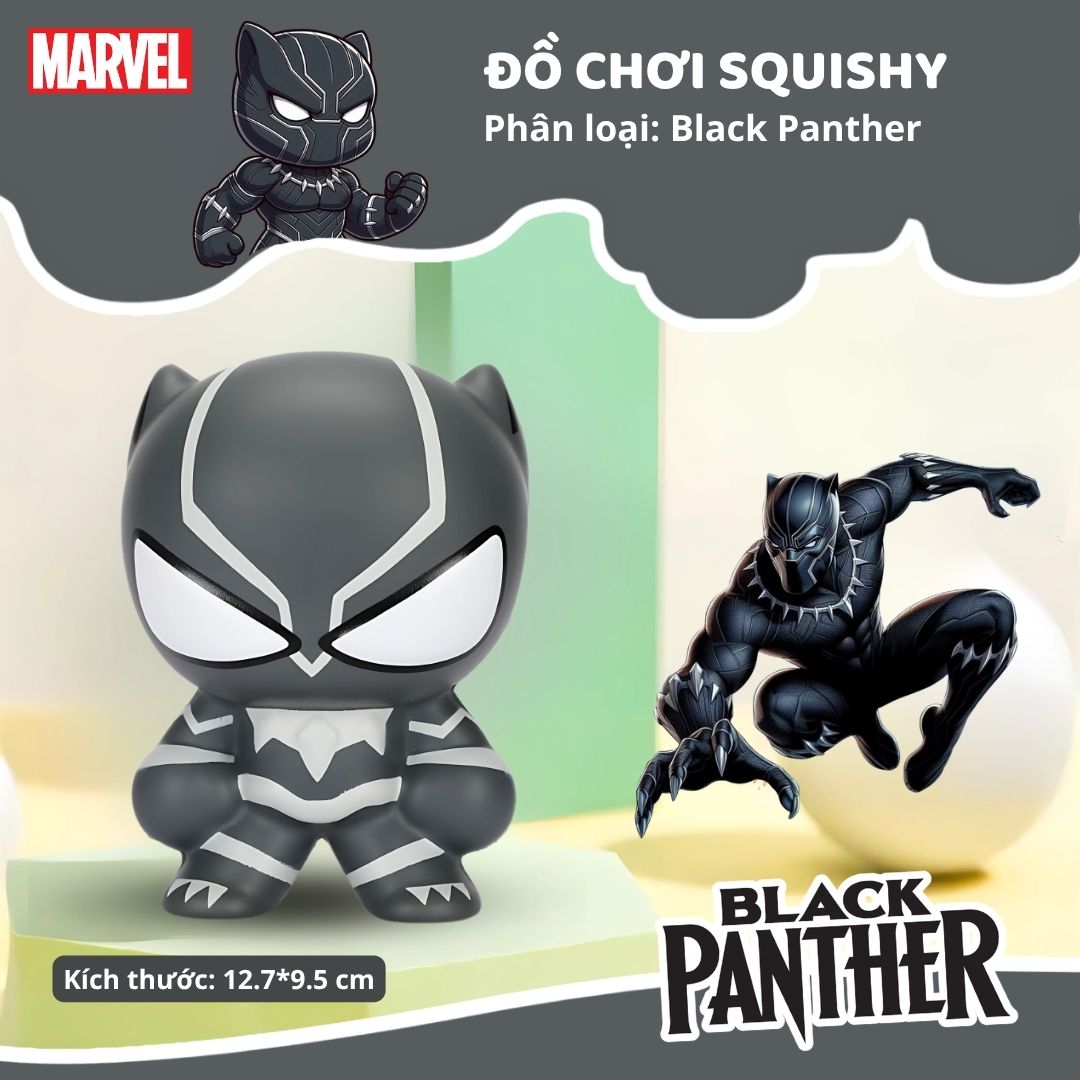 Đồ Chơi Squishy Giảm Căng Thẳng Chính Hãng Marvel Disney- Black Panther 8+
