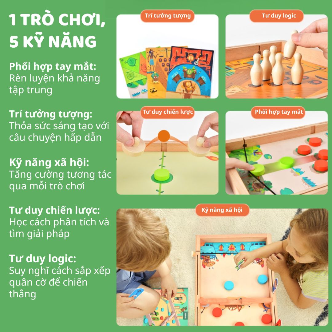 Cờ Búng Xuyên Lỗ Đối Kháng Mideer 10 In 1 Carrom Board Game 3+
