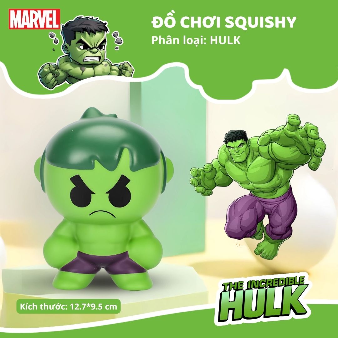 Đồ Chơi Squishy Giảm Căng Thẳng Chính Hãng Marvel Disney- Hulk 8+