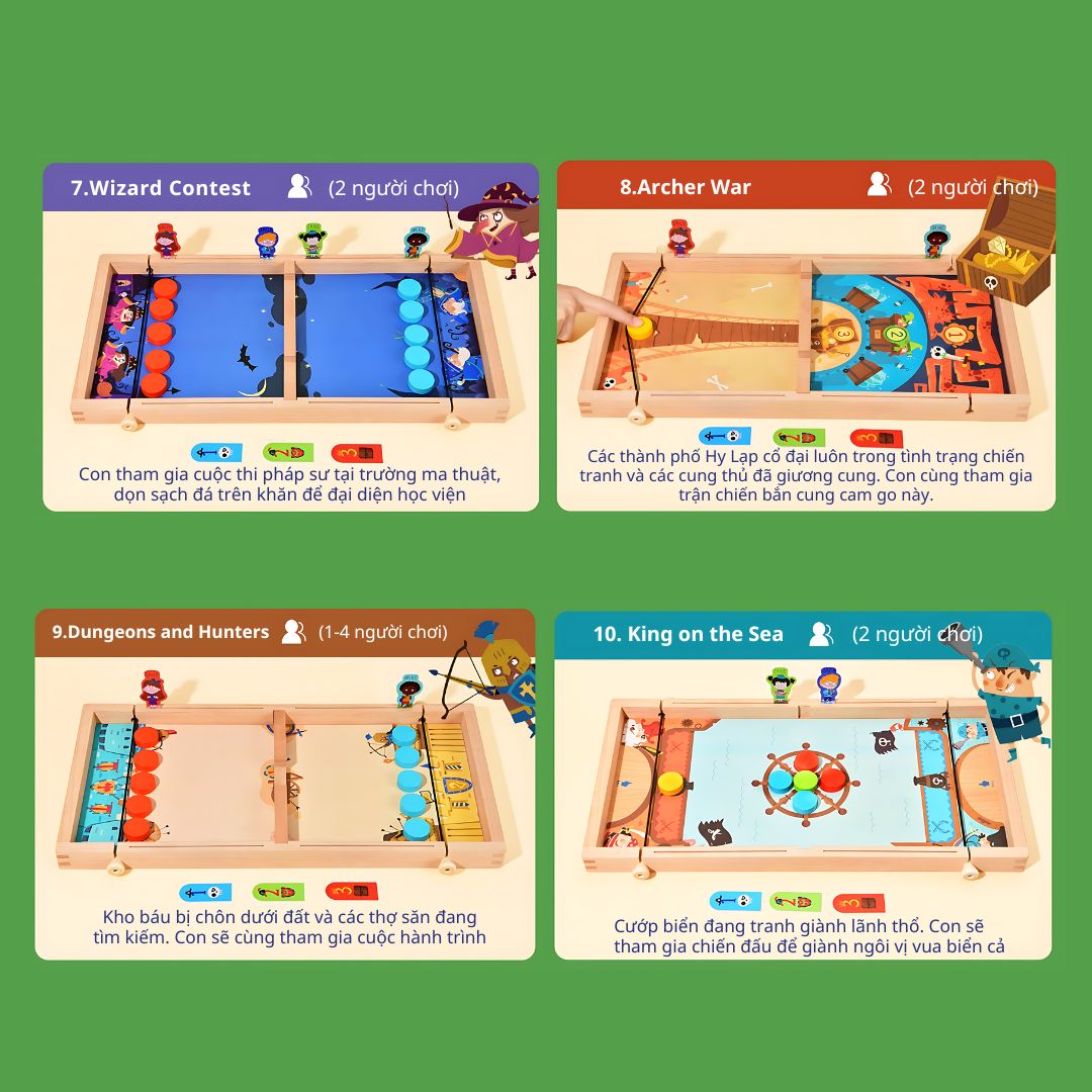 Cờ Búng Xuyên Lỗ Đối Kháng Mideer 10 In 1 Carrom Board Game 3+