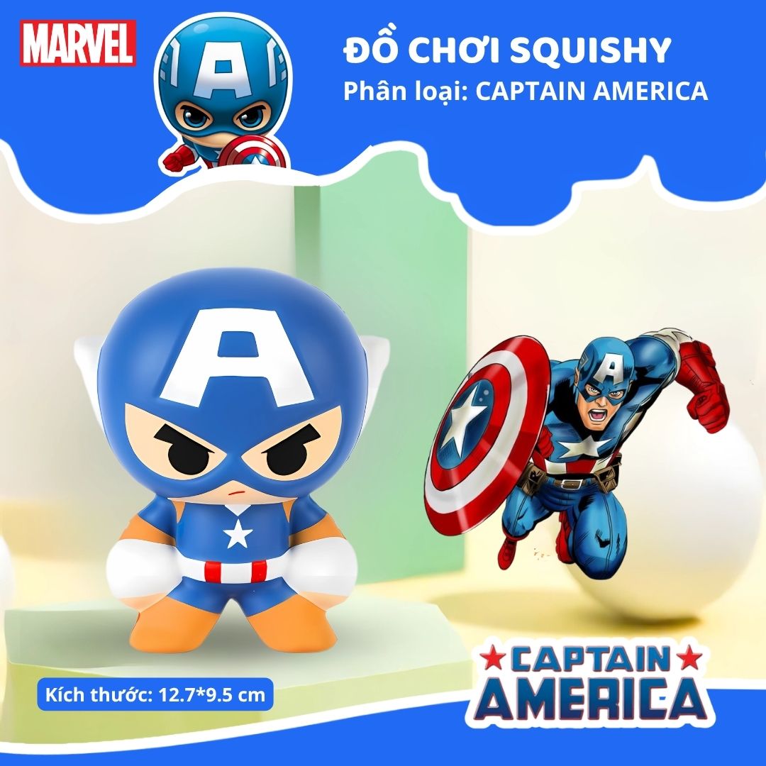 Đồ Chơi Squishy Giảm Căng Thẳng Chính Hãng Marvel Disney- Captain America 8+