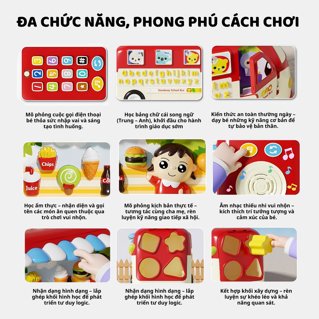 Đồ Chơi Xe Buýt Phát Nhạc Cho Bé Goodway Learning Bus 1+