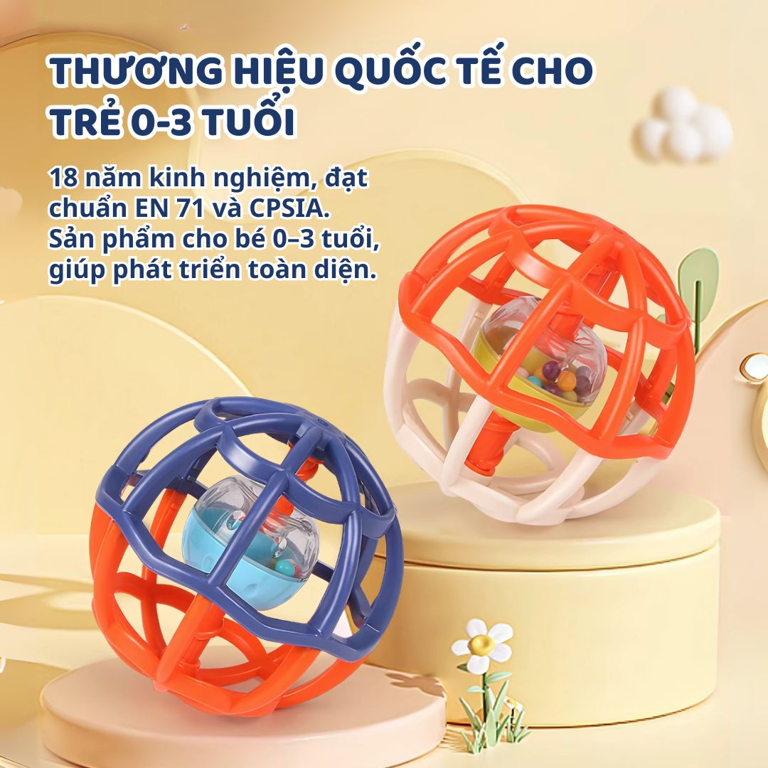 Đồ Chơi Lục Lạc Xúc Xắc Cầm Tay Cho Bé Sơ Sinh Goodway Baby Gym Ball 2m+