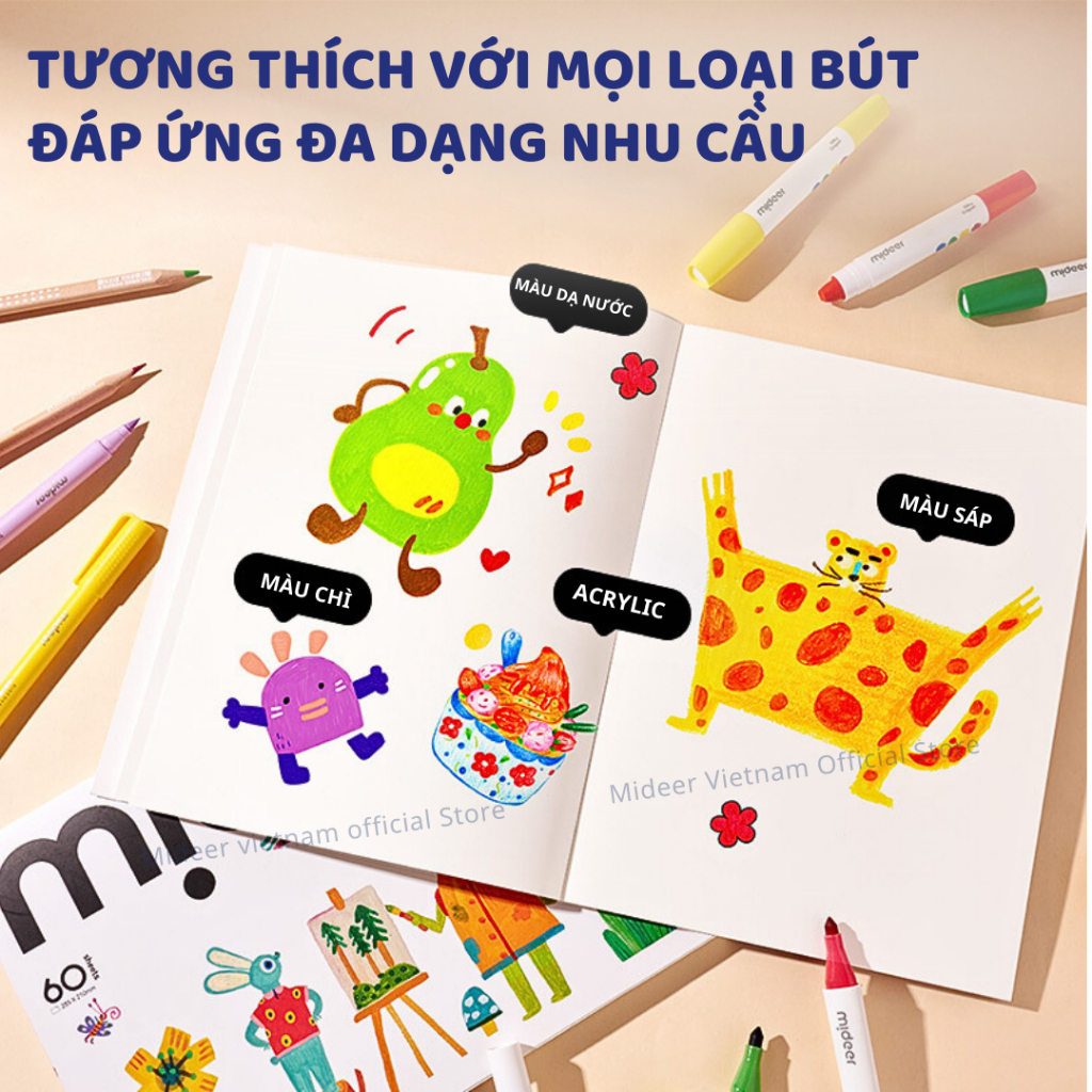 Giấy Vẽ A4 Cho Bé Mideer Doodle Drawing Book 3+