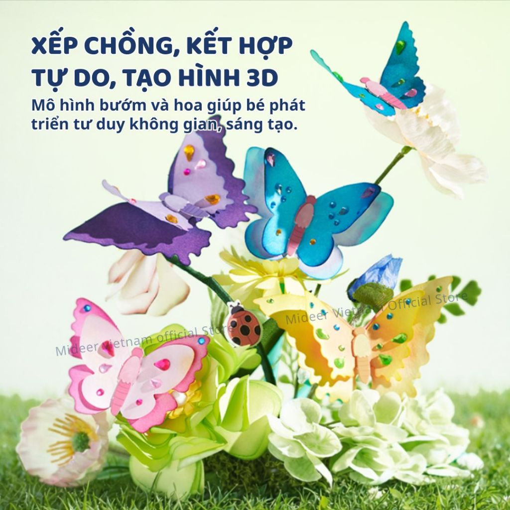 Đồ Chơi Thủ Công Sáng Tạo Vườn Hoa Giấy Mideer Fantasy Butterfly Garden 3+