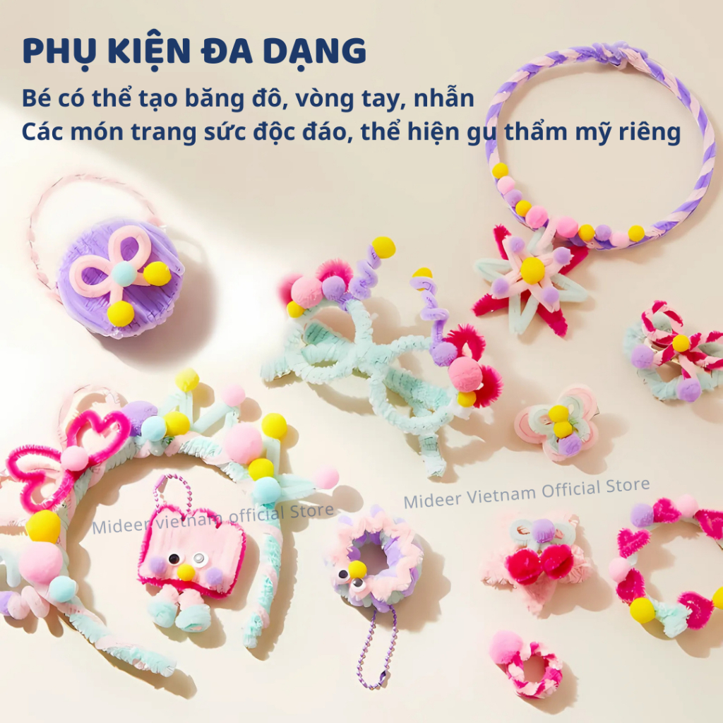 Đồ Chơi Thủ Công Kẽm Nhung Làm Kẹp Tóc Mideer Chenille Stem Craft 8+