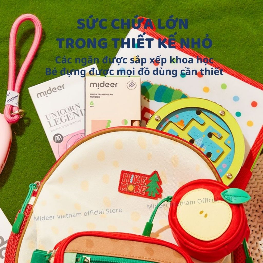 Balo Cho Bé Mầm Non Siêu Nhẹ Màu Xanh Mideer Outing Kids Backpack 1-5 Tuổi