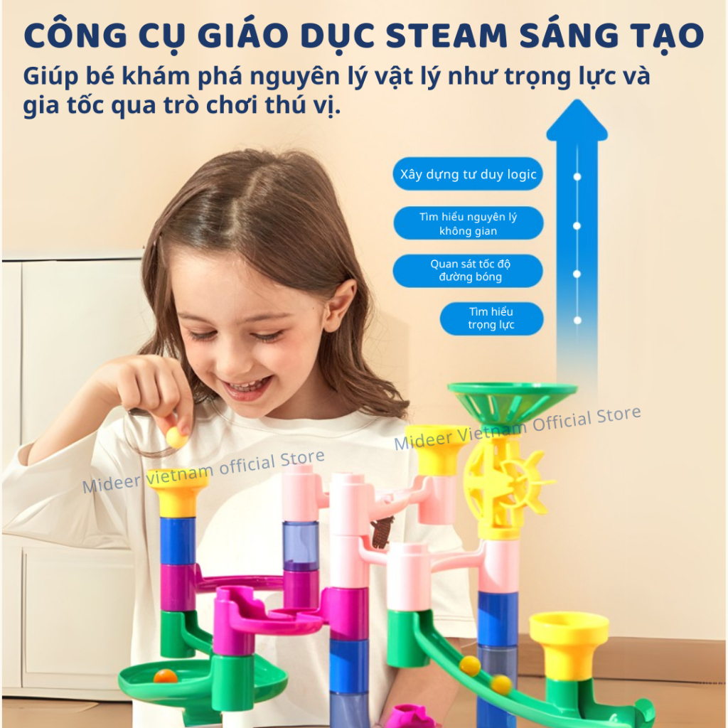 Đồ Chơi Lắp Ráp Đường Bóng Lăn Mideer Track Ball Blocks Crossing The Maze 3+