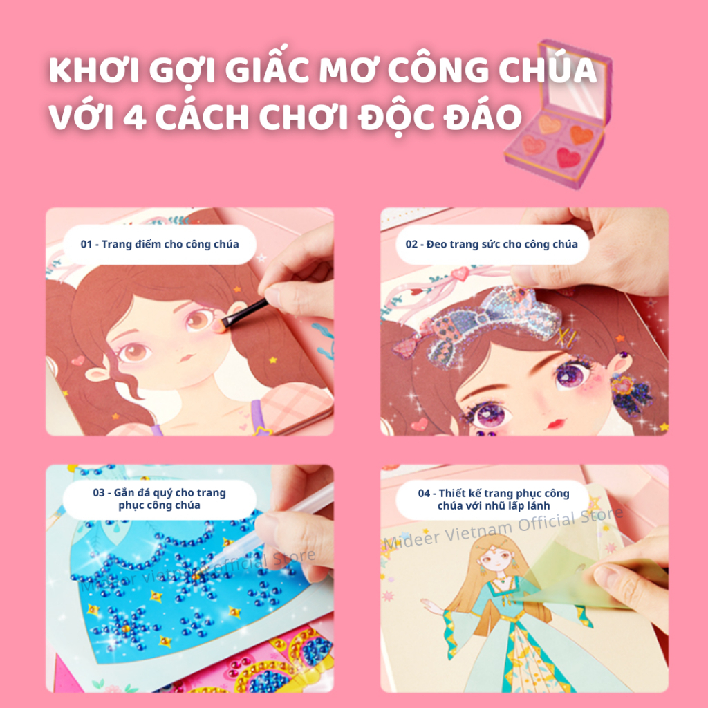 Đồ Chơi Trang Điểm Thiết Kế Thời Trang Cho Bé Gái Mideer 3in1 Princess Fantasy Makeup