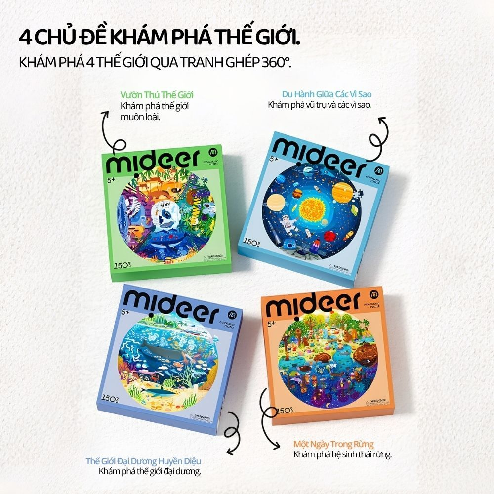 Đồ Chơi Ghép Hình Đại Dương 150 Mảnh Mideer Round Puzzle 5+