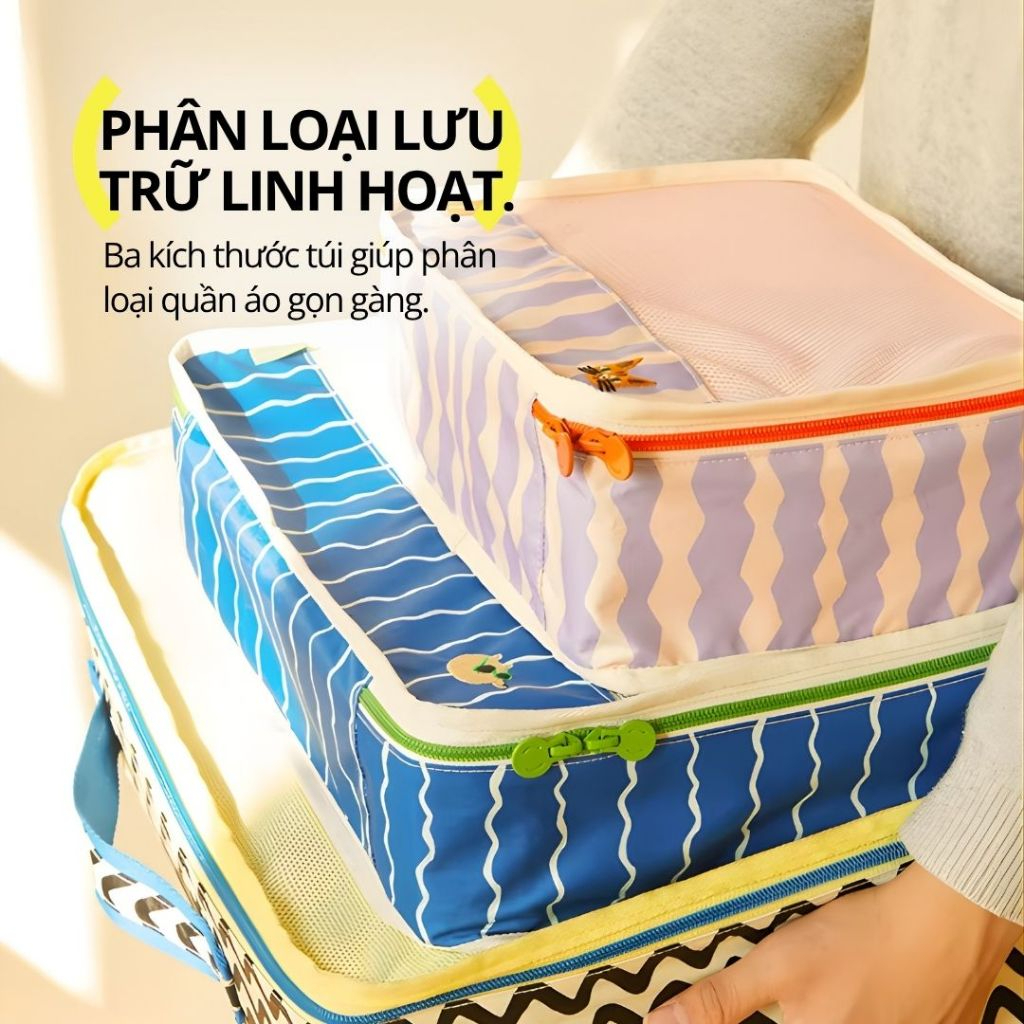 Combo 3 Túi Đựng Đồ Du Lịch Gấp Gọn Hugz- Beach Vacation