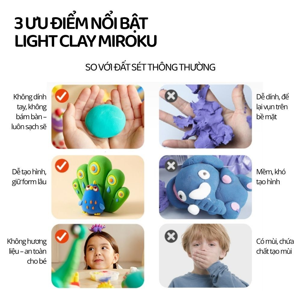Đất Nặn Tự Khô 48 Màu Mideer Play Airy Clay - Sweets Bag 3+