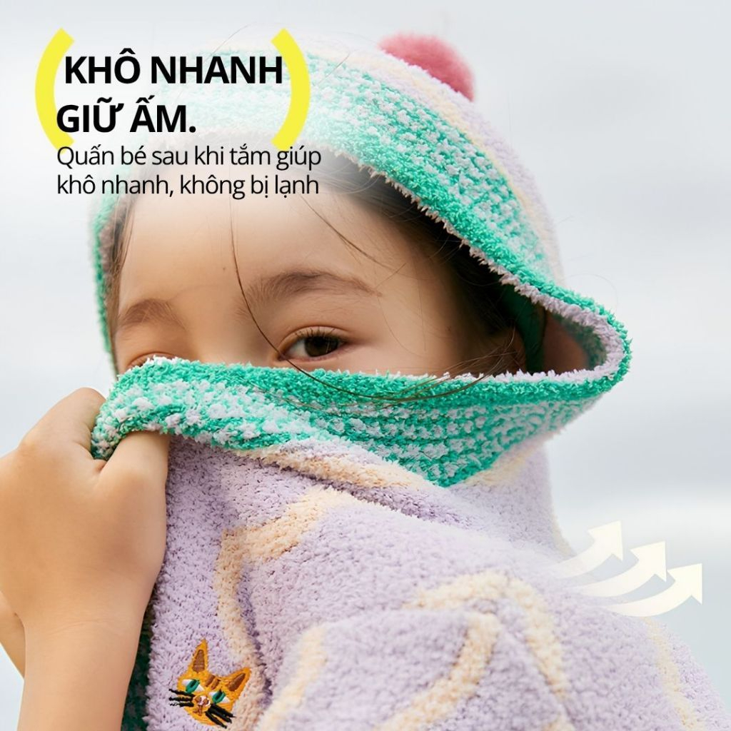 Áo Choàng Tắm Khô Nhanh Hugz Bathrobe Size S 100-120cm