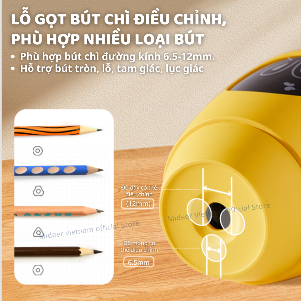 Gọt Bút Chì Điện Tự Động Màu Xanh Mideer Automatic Pencil Sharpener 3+