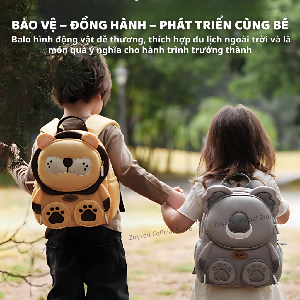 Balo Cho Bé Mầm Non Zoyzoii Forest Animal Backpack B38- Gấu Nâu