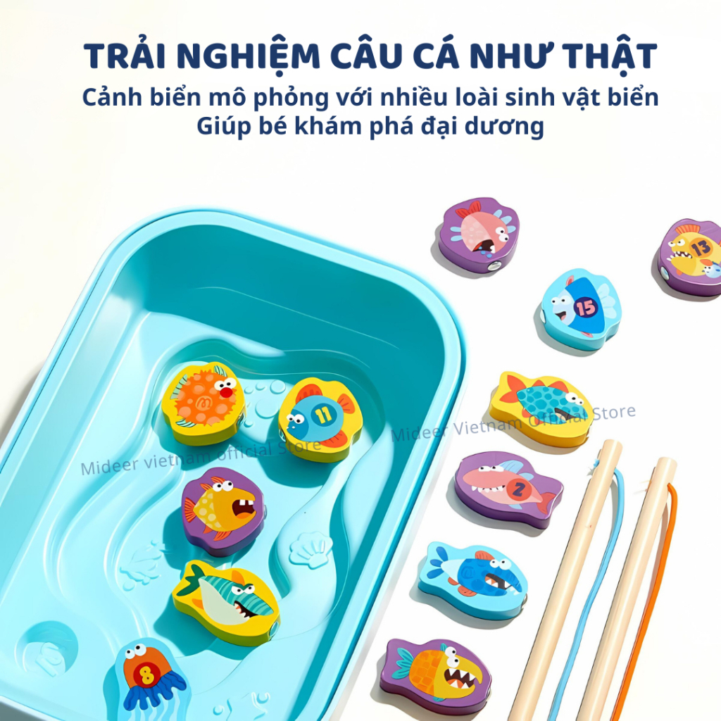 Đồ Chơi Câu Cá Nam Châm Bằng Gỗ Cho Bé Mideer Magnetic Fishing Toy 3+