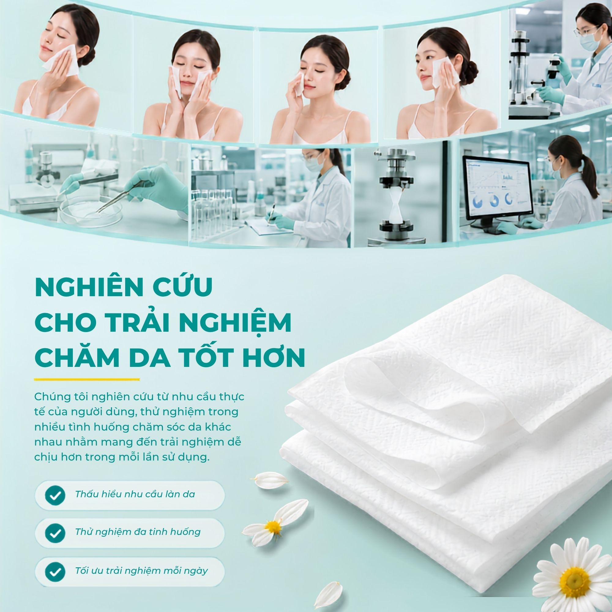 Khăn Lau Mặt Dùng Một Lần Cao Cấp 200 Miếng Daizy Daily Facial Towel Viscose