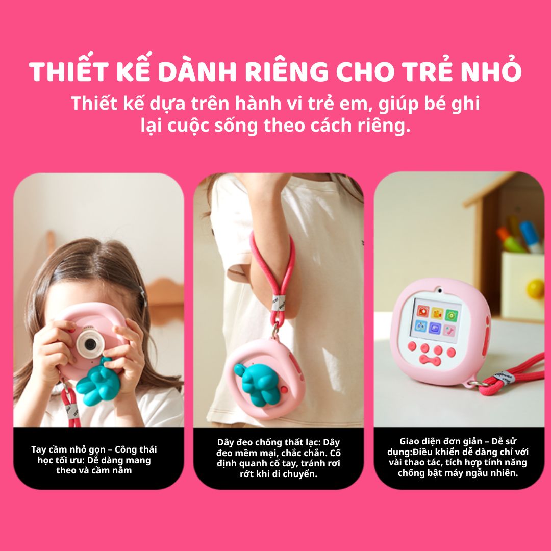 Máy Ảnh Cho Bé Màu Hồng Mideer Say Cheese Kids Camera 3+