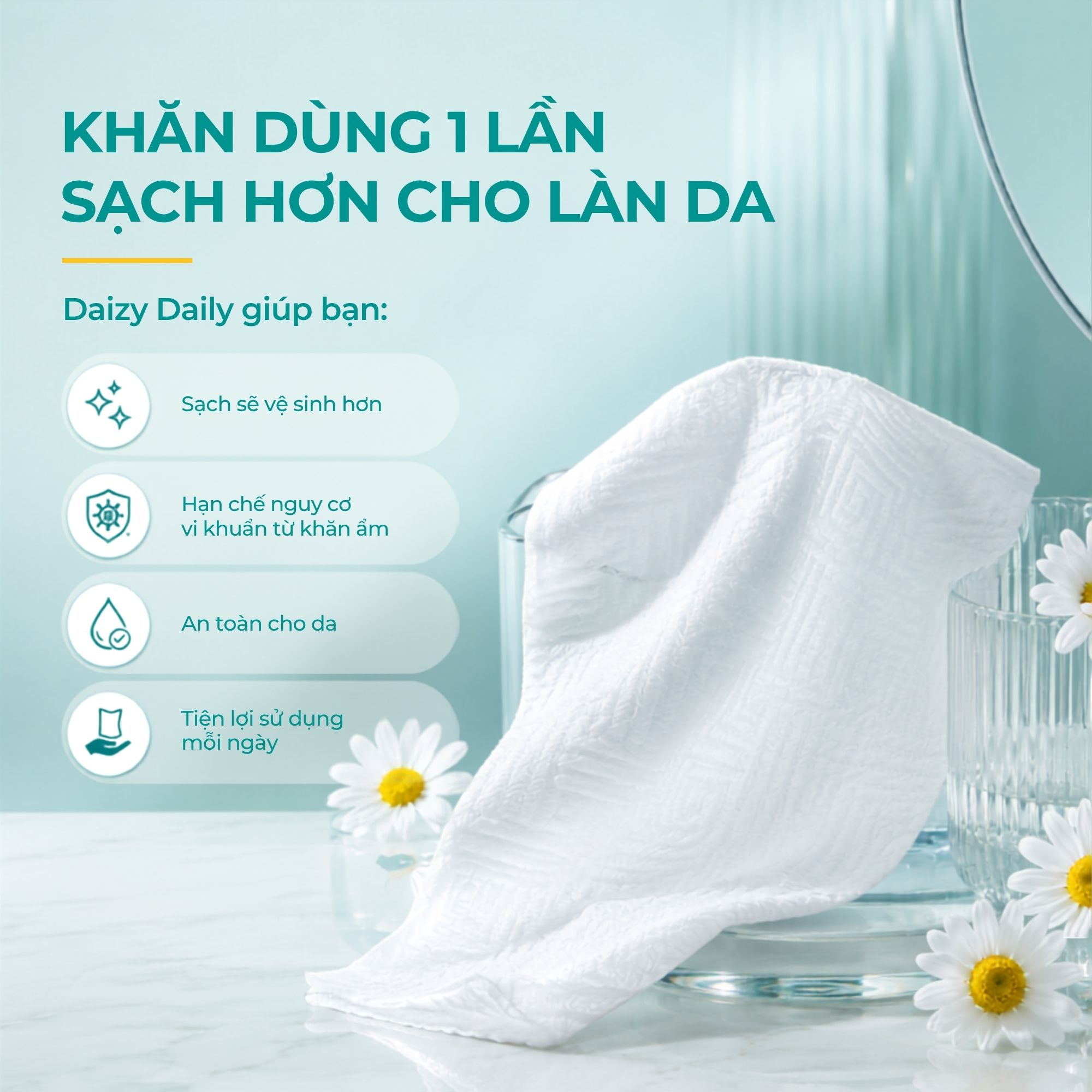 Khăn Lau Mặt Dùng Một Lần Cao Cấp 200 Miếng Daizy Daily Facial Towel Viscose- COMBO 2 Gói