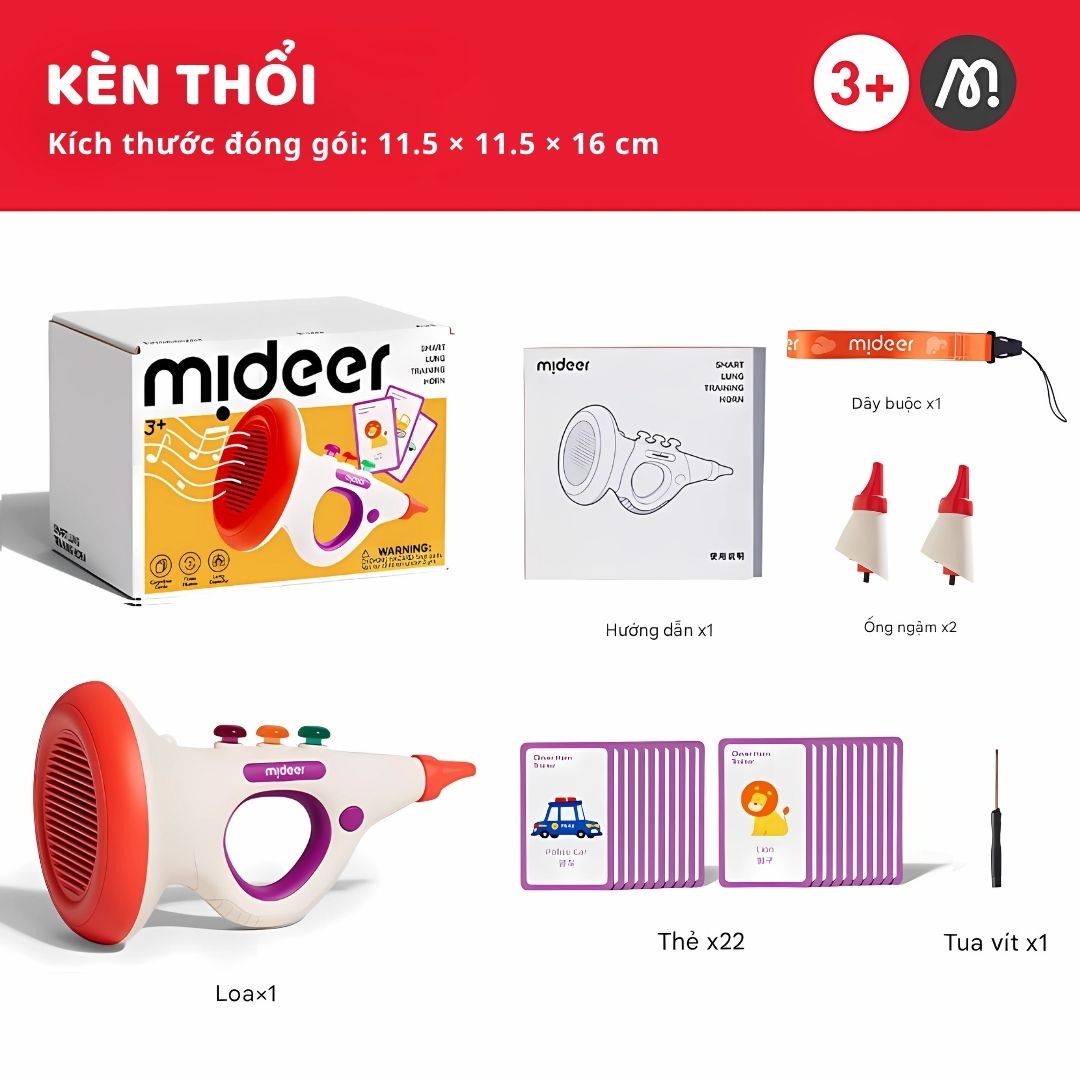 Kèn Thổi Cho Bé Mideer Lung Training Horn 3+