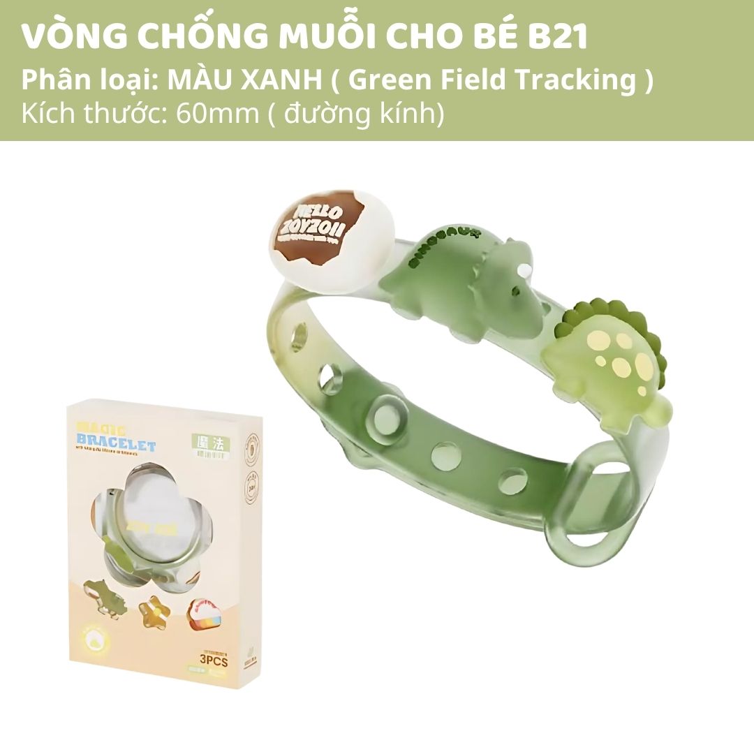 Vòng Đeo Tay Tinh Dầu Đuổi Muỗi Cho Bé Zoyzoii DIY Essential Oil Bracelet E21- Green