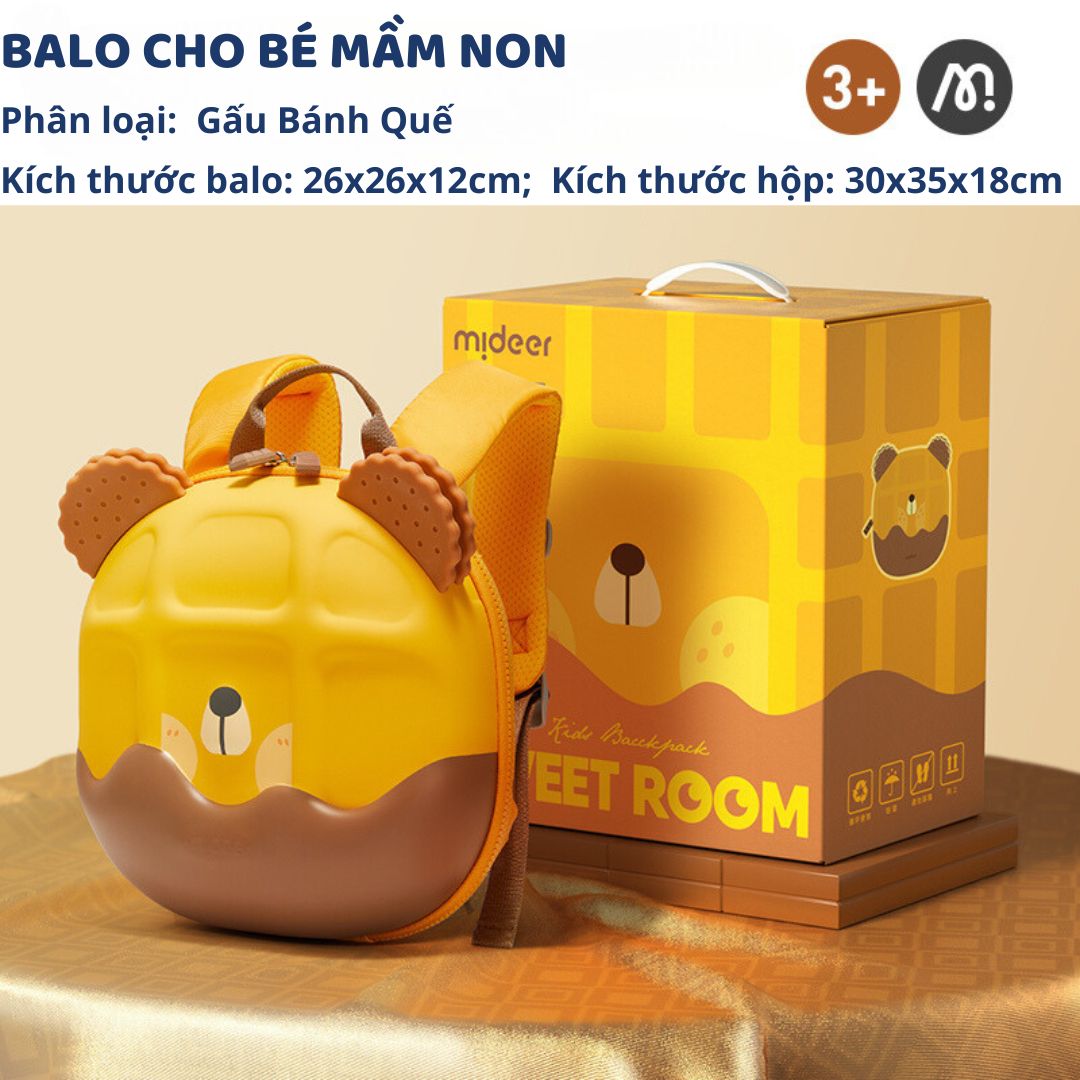Balo Mầm Non Cho Bé Mideer Sweet Room Kids Backpack- Waffle