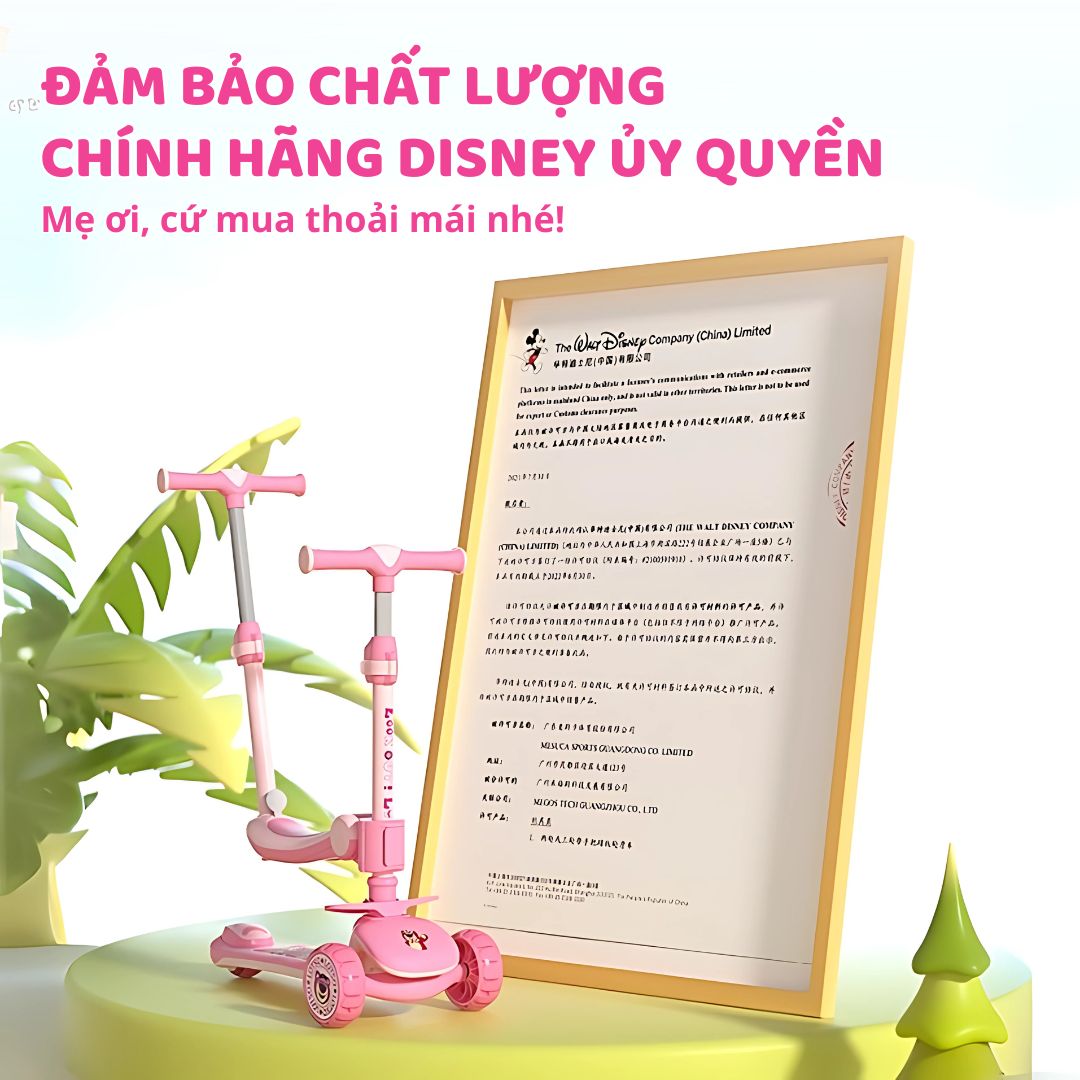 Xe Scooter Gấp Gọn Kèm Ghế Ngồi 2in1 Mesuca Disney- Car 3+