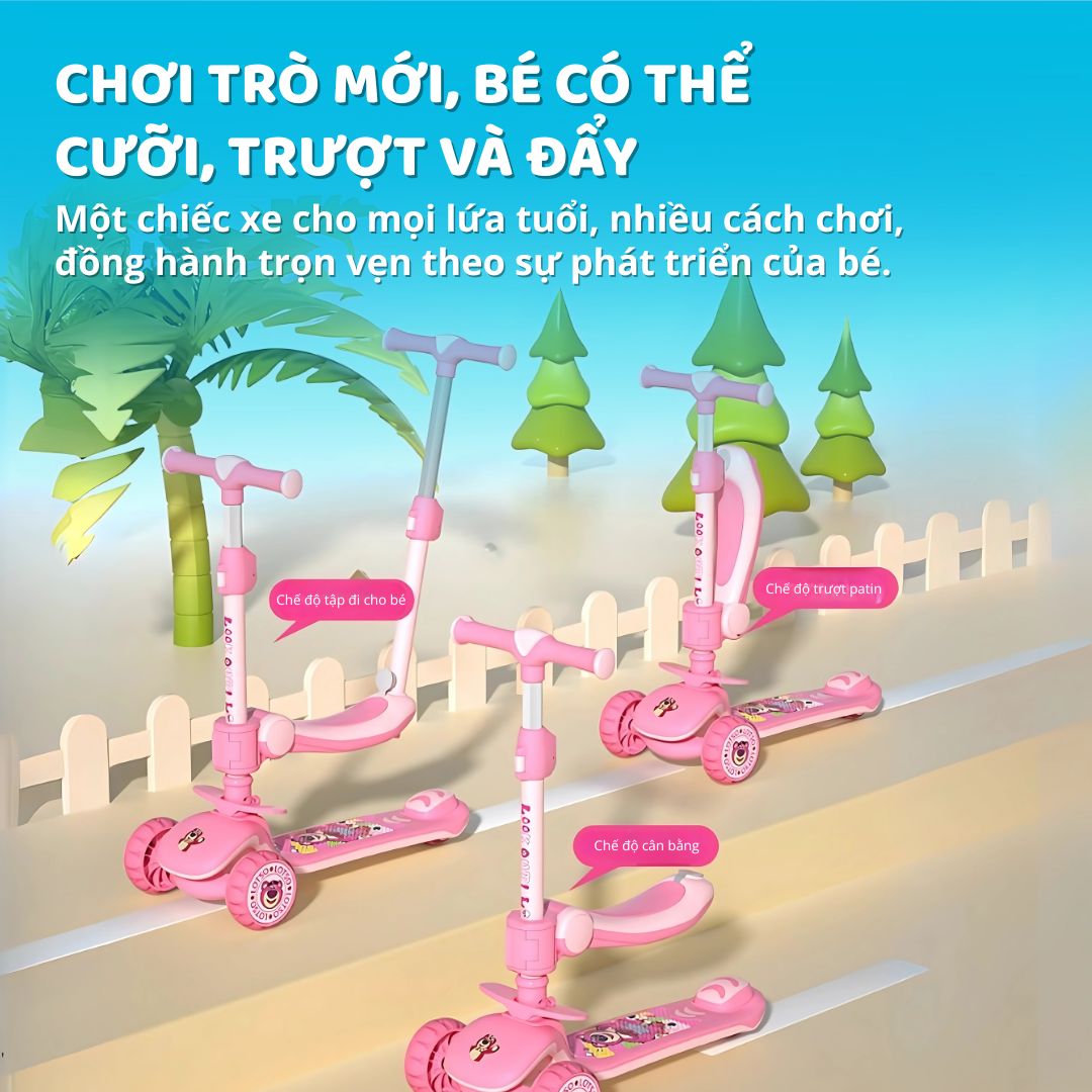 Xe Scooter Gấp Gọn Kèm Ghế Ngồi 2in1 Mesuca Disney- Frozen 3+