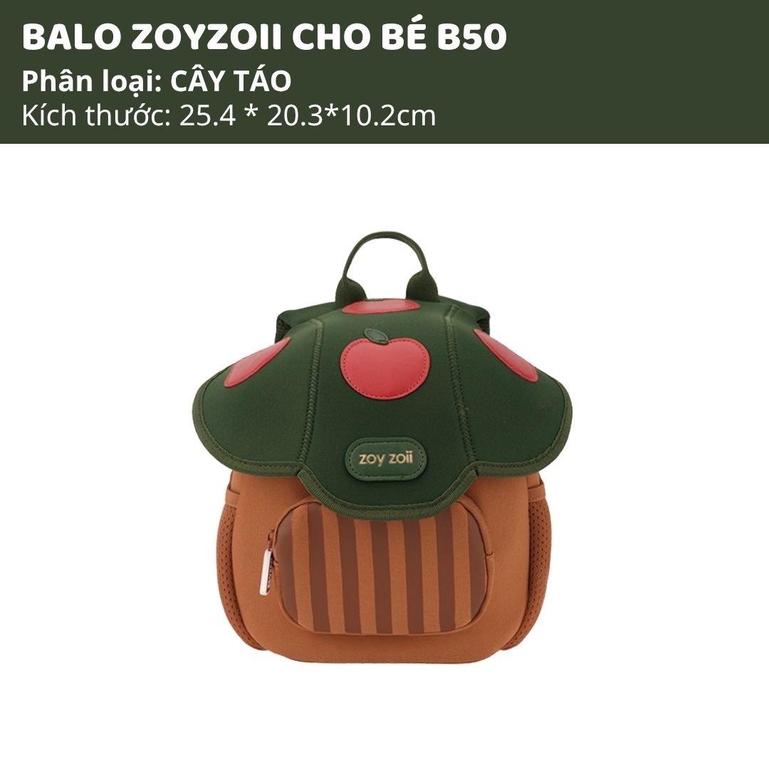 Balo Cho Bé Mầm Non Zoyzoii Mushroom Series B50- Cây Táo