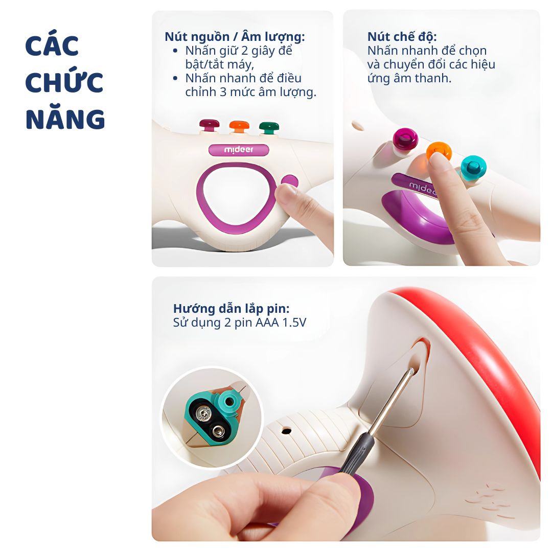 Kèn Thổi Cho Bé Mideer Lung Training Horn 3+