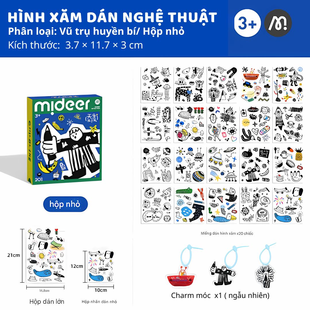 Hình Xăm Tạm Thời Cho Bé Mideer Playful Tattoo Stickers Basic Edition 3+