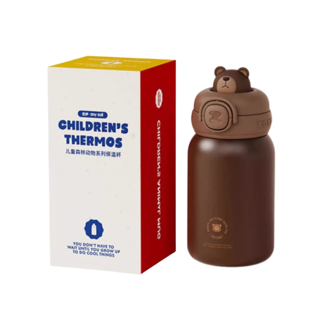 Bình Giữ Nhiệt Cho Bé Zoyzoii Animal Series Thermos Cup E8- Gấu Nâu