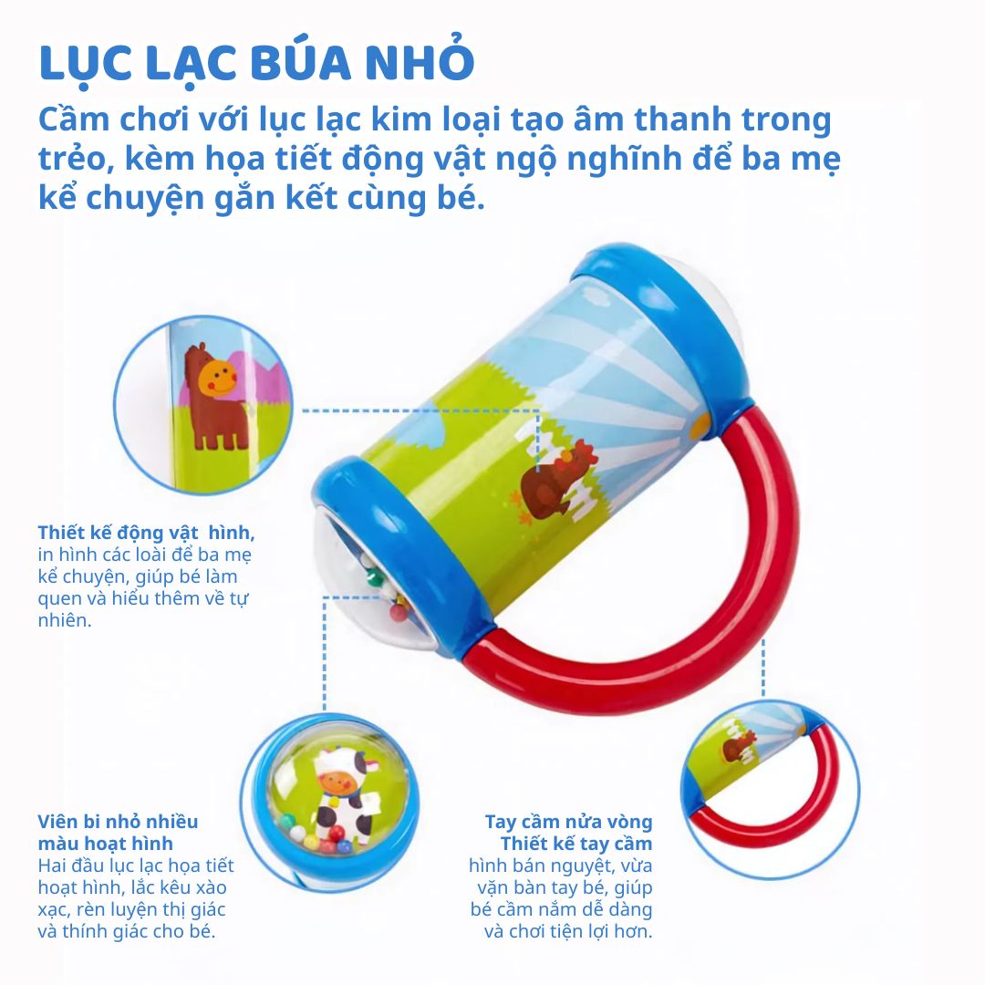Đồ Chơi Lục Lạc Xúc Xắc Cầm Tay Cho Bé Sơ Sinh Goodway Baby Gym Ball 2m+