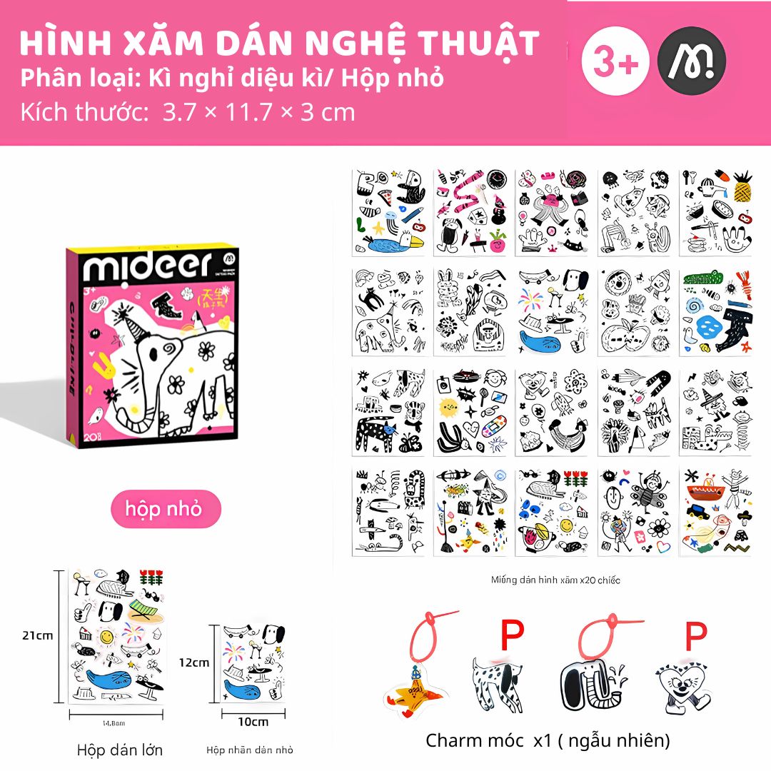 Hình Xăm Tạm Thời Cho Bé Mideer Playful Tattoo Stickers Basic Edition 3+