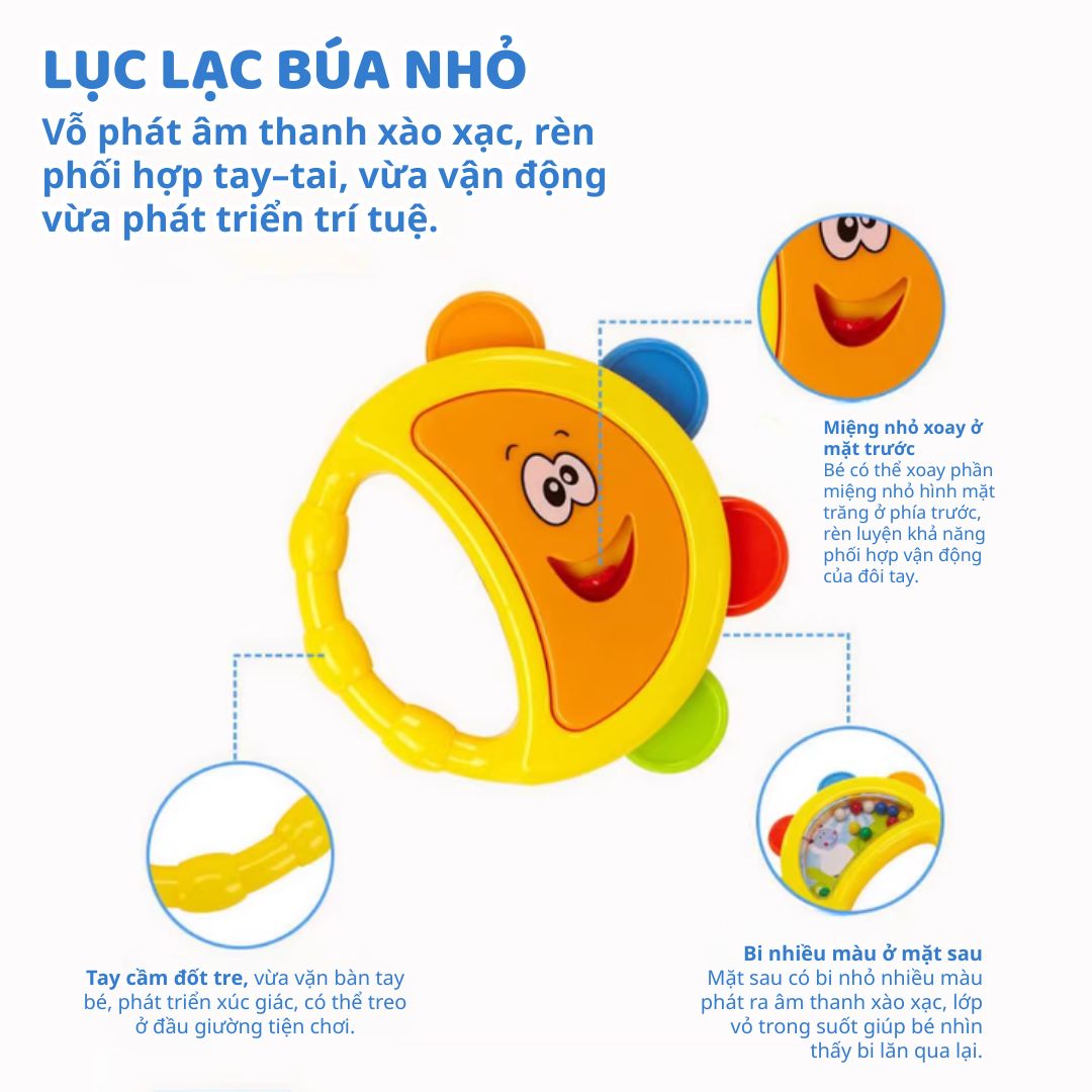 Đồ Chơi Lục Lạc Xúc Xắc Cầm Tay Cho Bé Sơ Sinh Goodway Baby Gym Ball 2m+