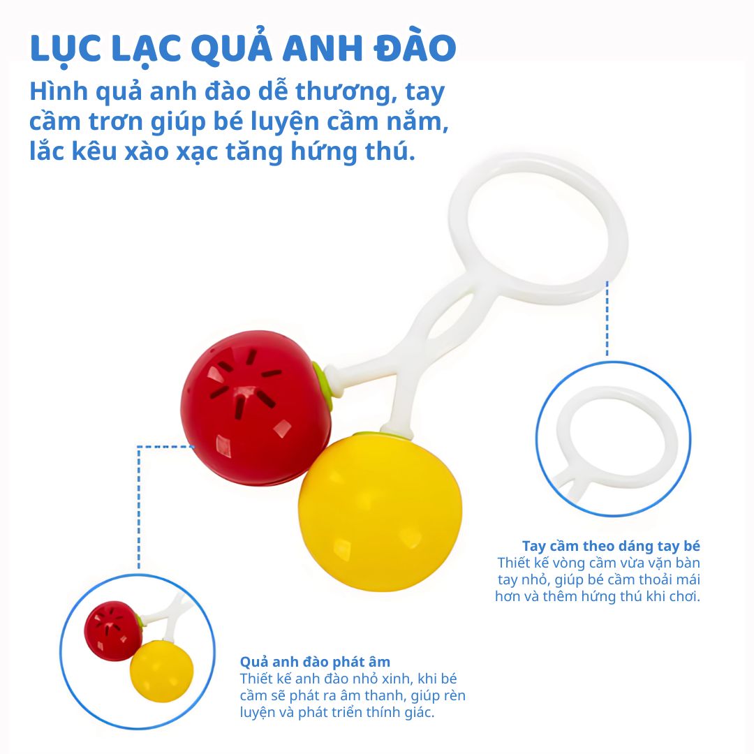 Đồ Chơi Lục Lạc Xúc Xắc Cầm Tay Cho Bé Sơ Sinh Goodway Baby Gym Ball 2m+