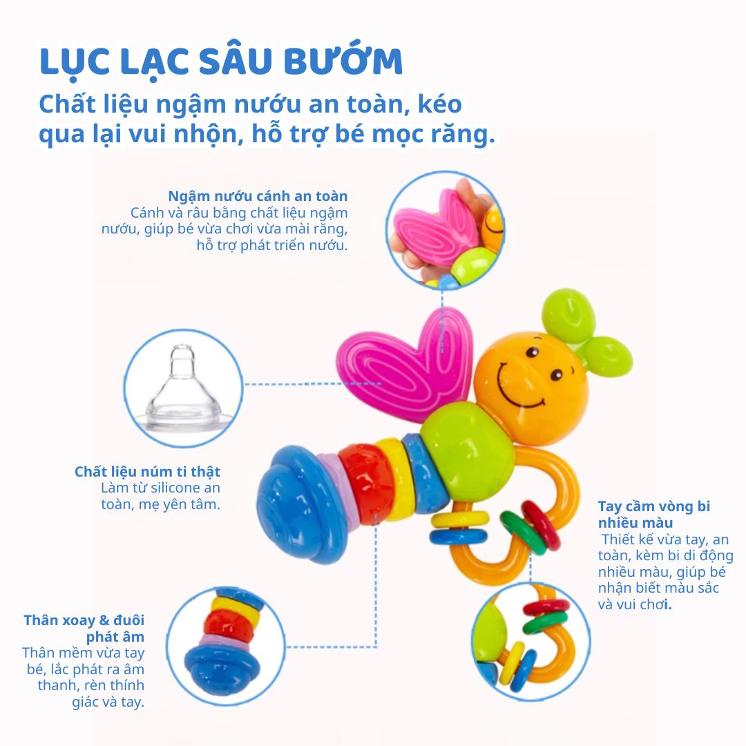Đồ Chơi Lục Lạc Xúc Xắc Cầm Tay Cho Bé Sơ Sinh Goodway Baby Gym Ball 2m+