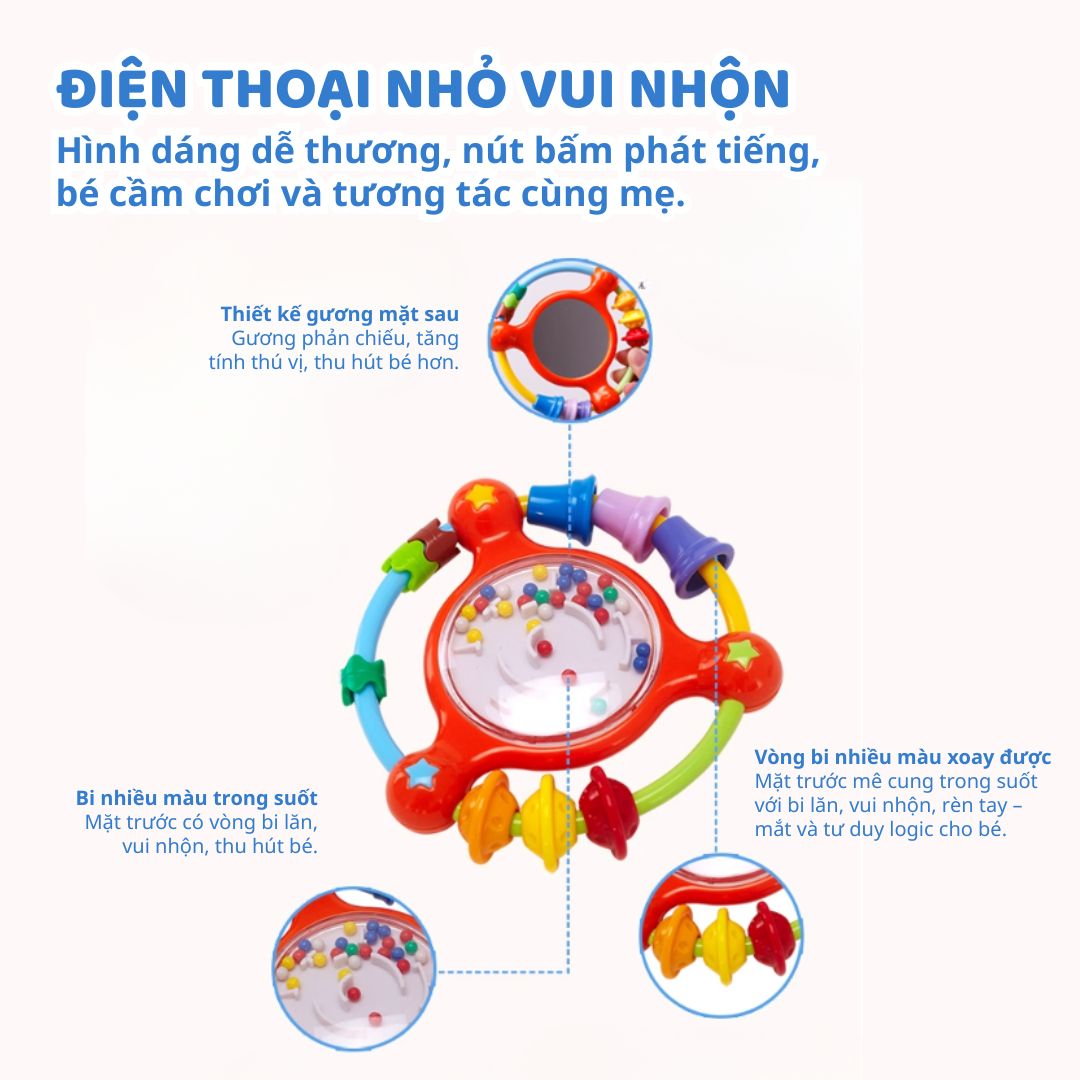 Đồ Chơi Lục Lạc Xúc Xắc Cầm Tay Cho Bé Sơ Sinh Goodway Baby Gym Ball 2m+