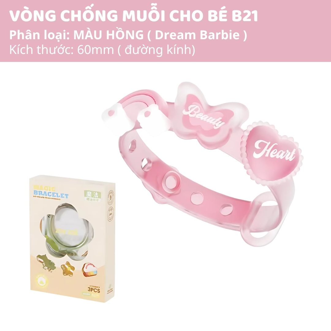 Vòng Đeo Tay Tinh Dầu Đuổi Muỗi Cho Bé Zoyzoii DIY Essential Oil Bracelet E21- Pink